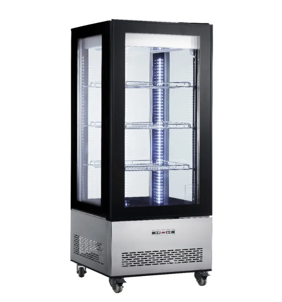 Expositor 4 caras de vidrio recto 400lts